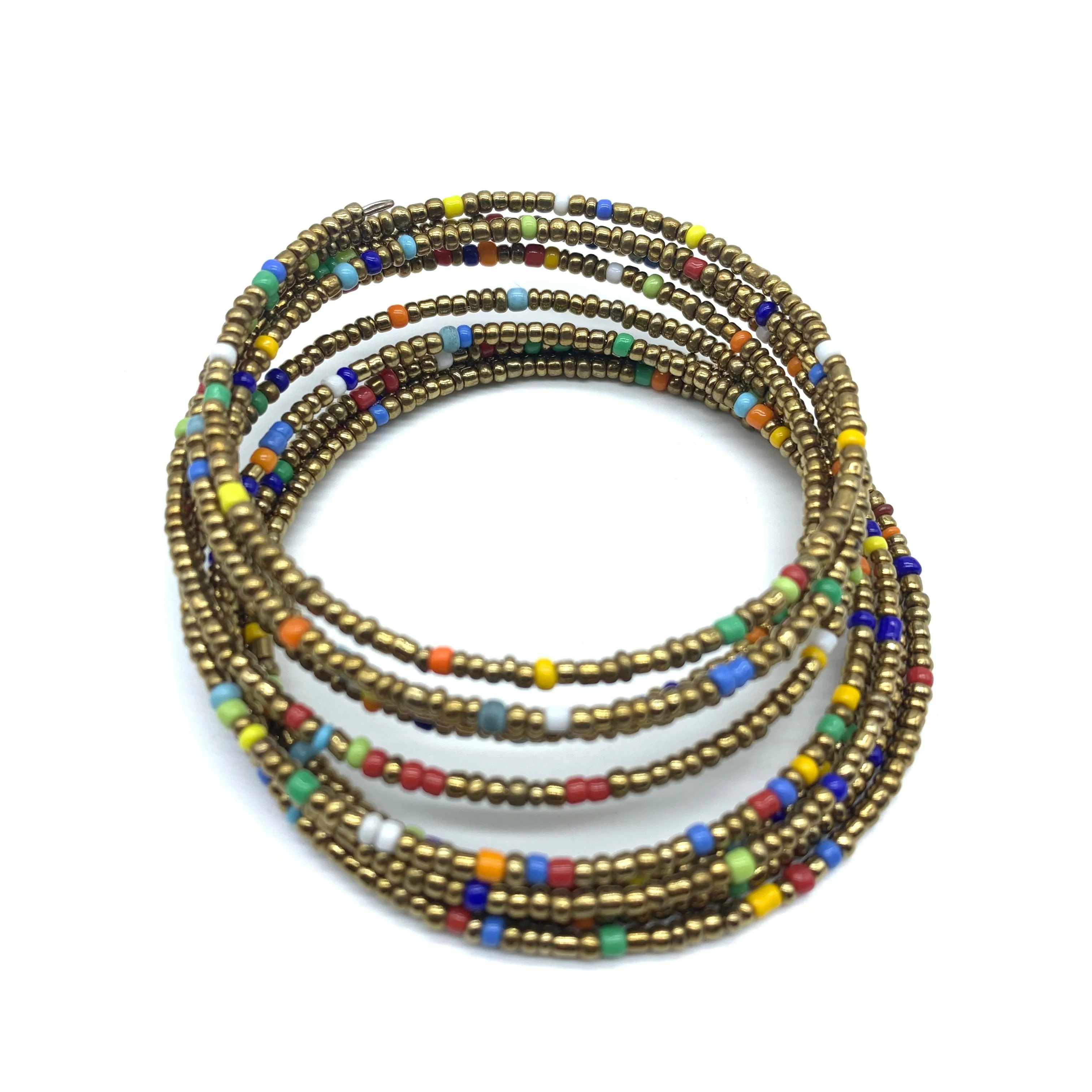 Beaded Coil Bracelet-Gold 5