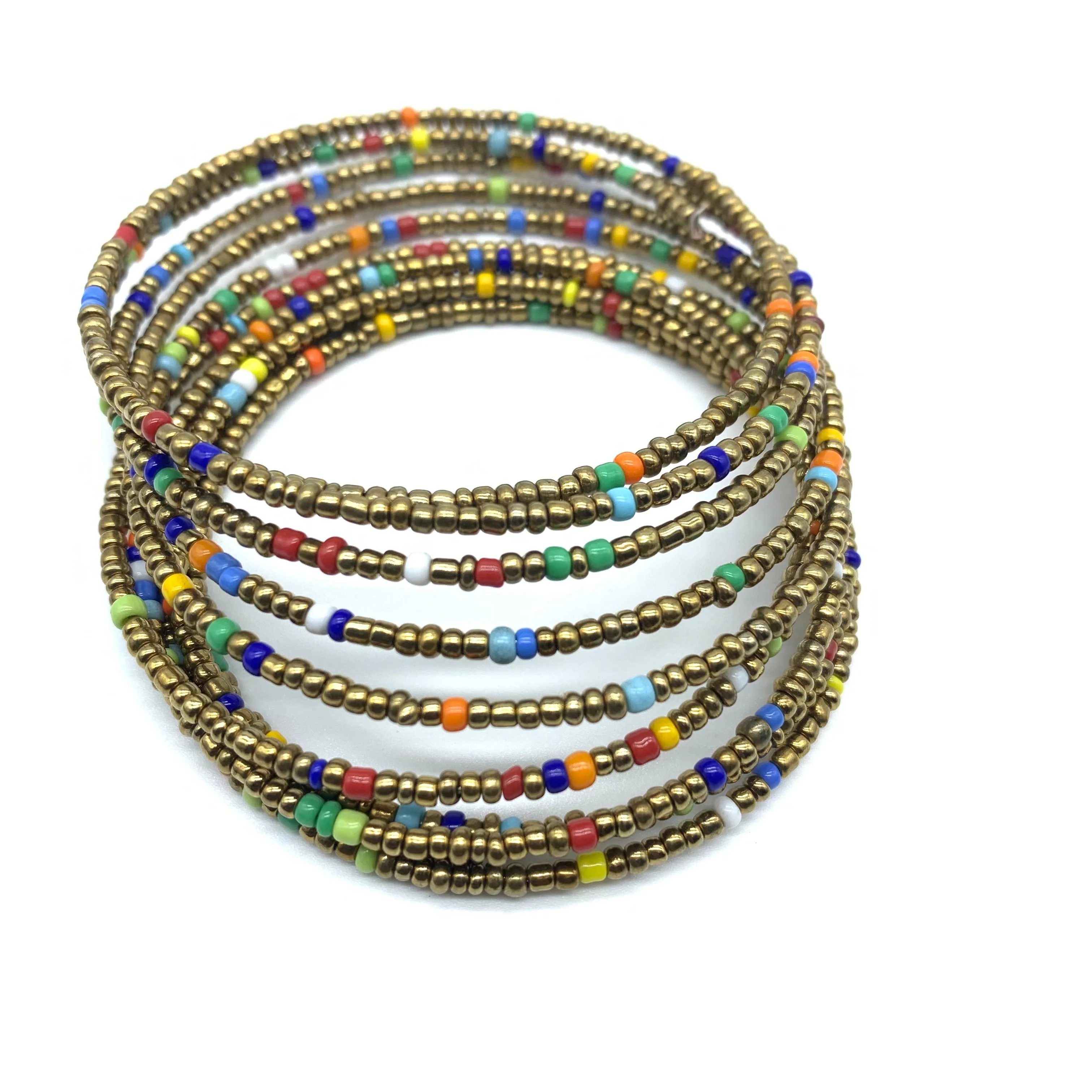 Beaded Coil Bracelet-Gold 5