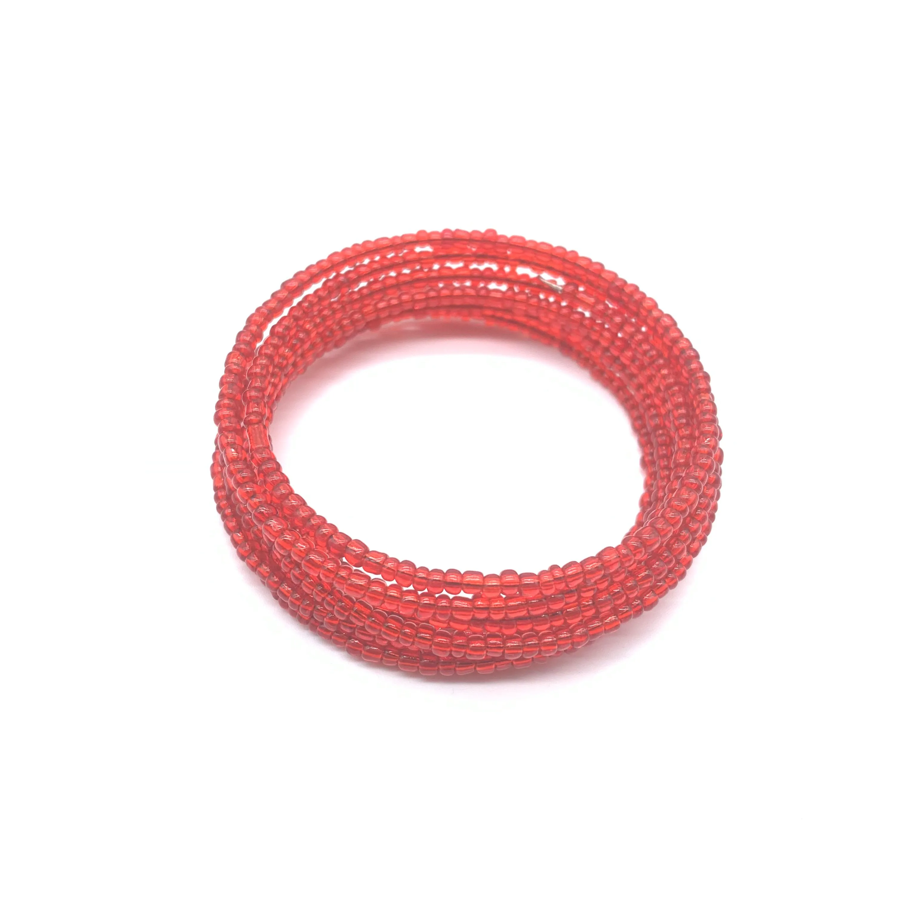Beaded Coil Bracelet-Red