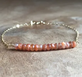 Beaded dainty Sunstone Gemstone Bracelet