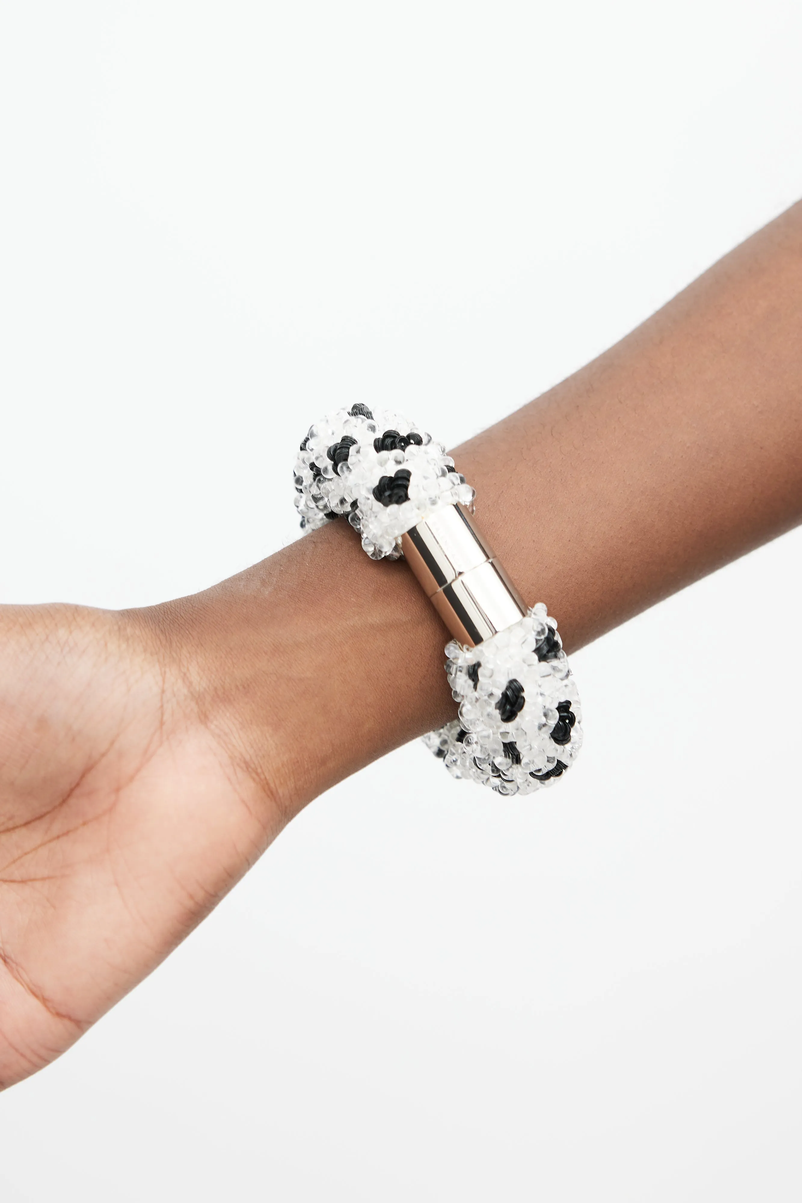 Black & White Beaded Sequin Bracelet