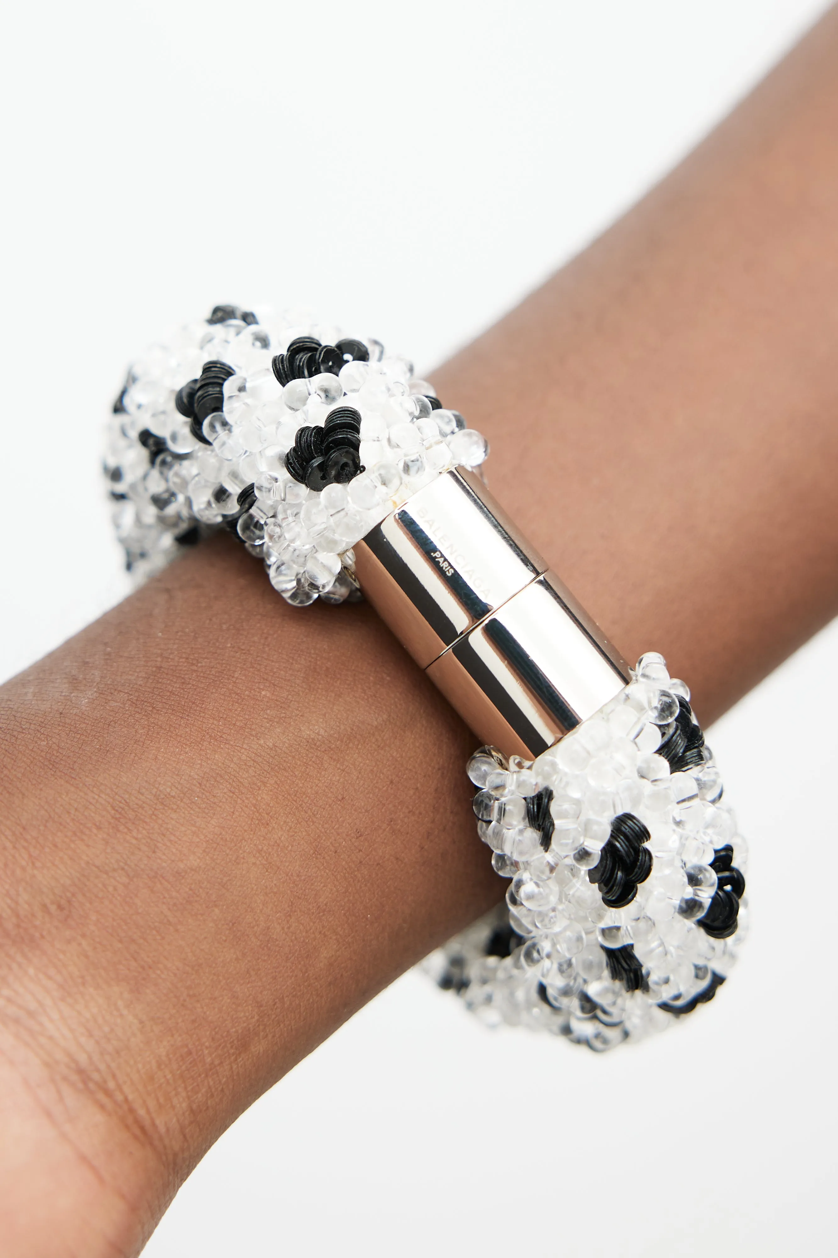 Black & White Beaded Sequin Bracelet