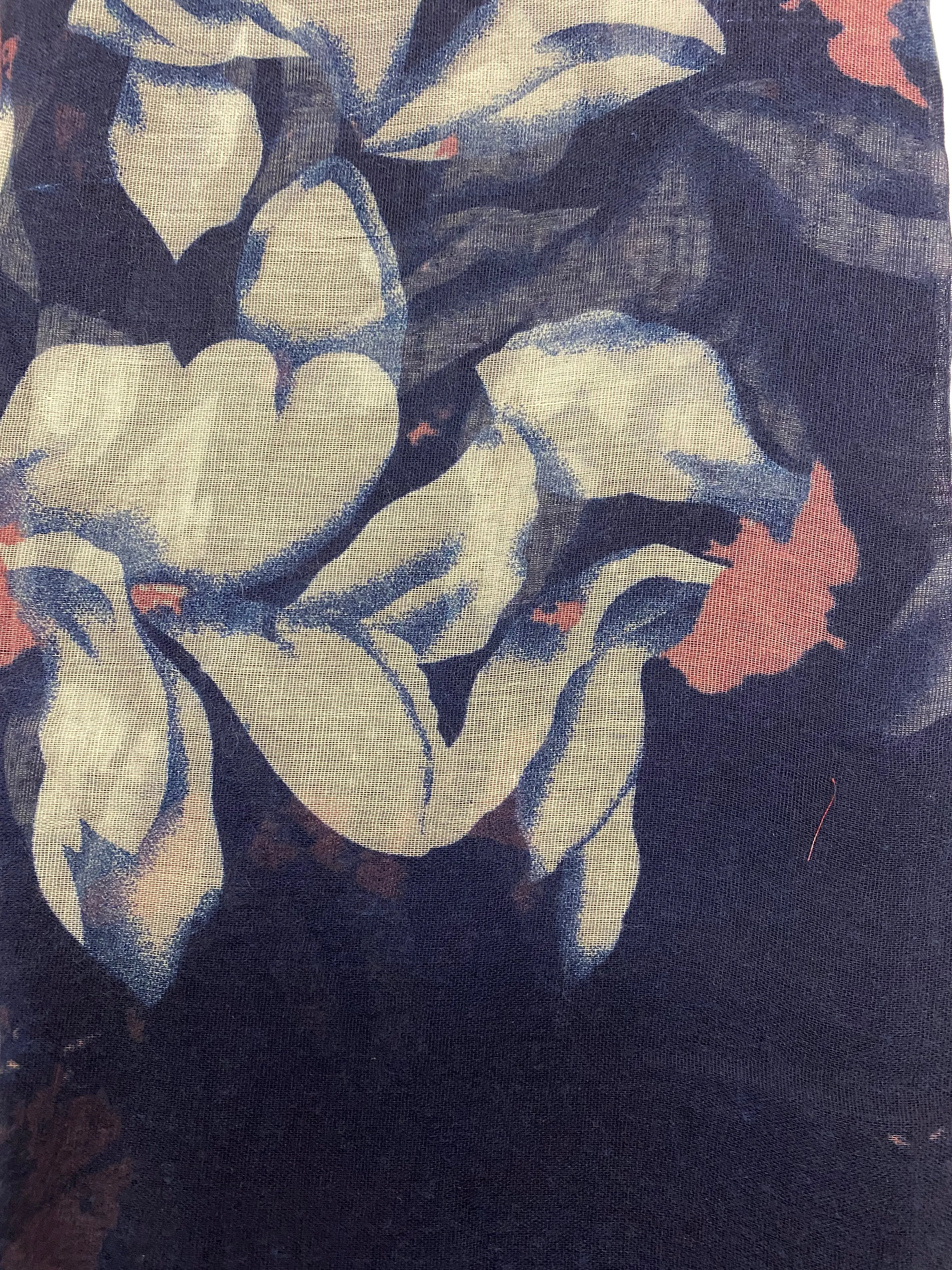 Blue Flower Viscose Printed