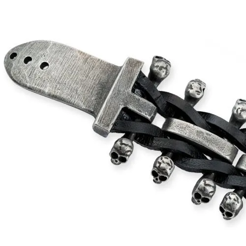 BRACELET SKULL ON LEATHER