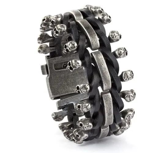 BRACELET SKULL ON LEATHER