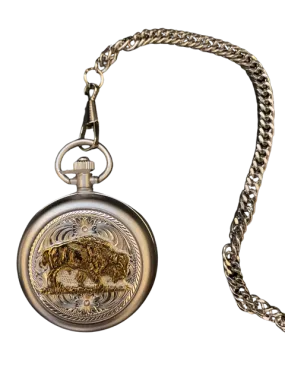 Buffalo Small Silver Inlay Pocket Watch