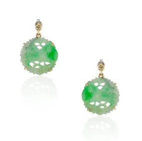 Carved Jade Gold Earrings