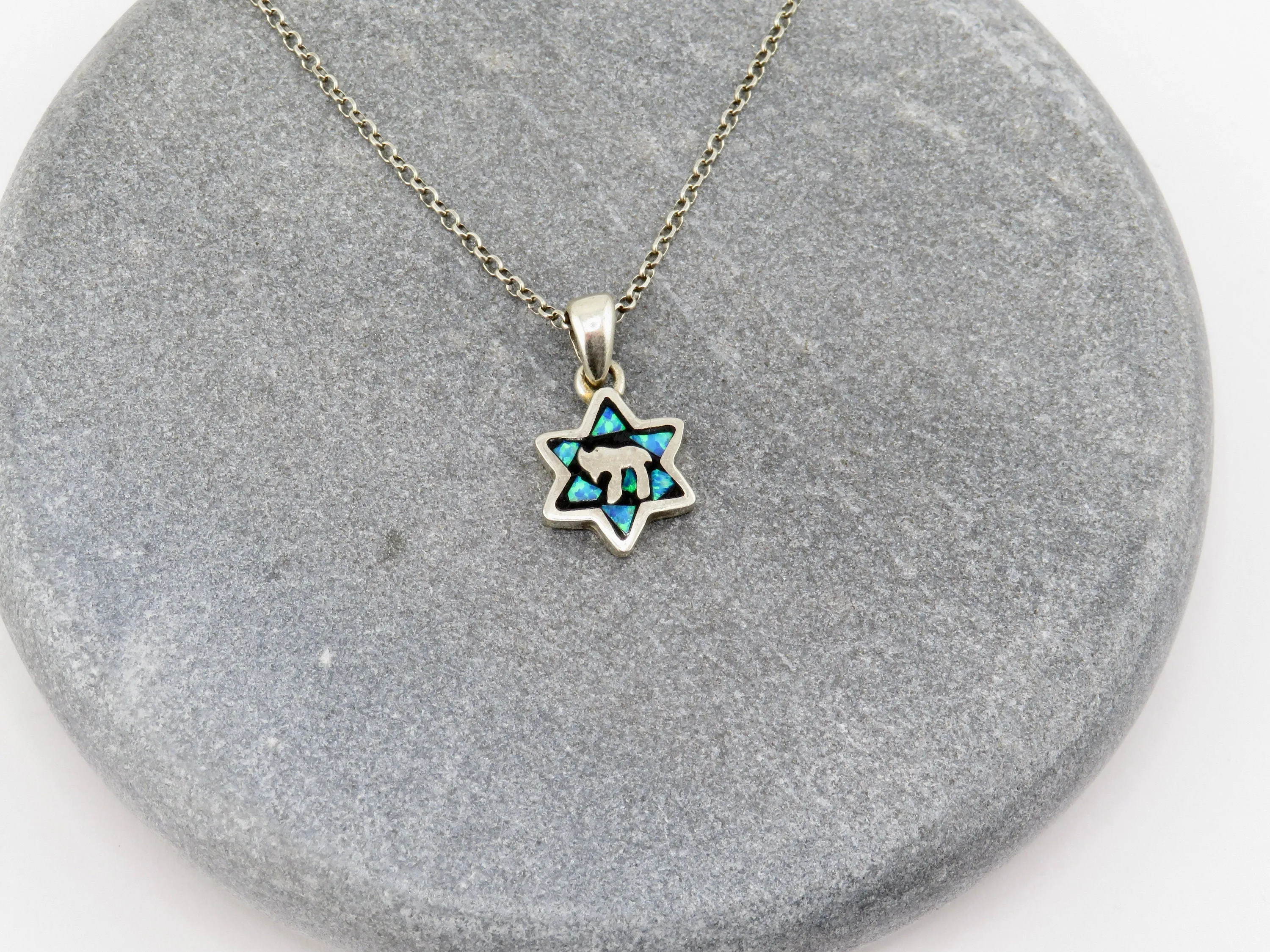 Chai Opal Mosaic Star of David Necklace