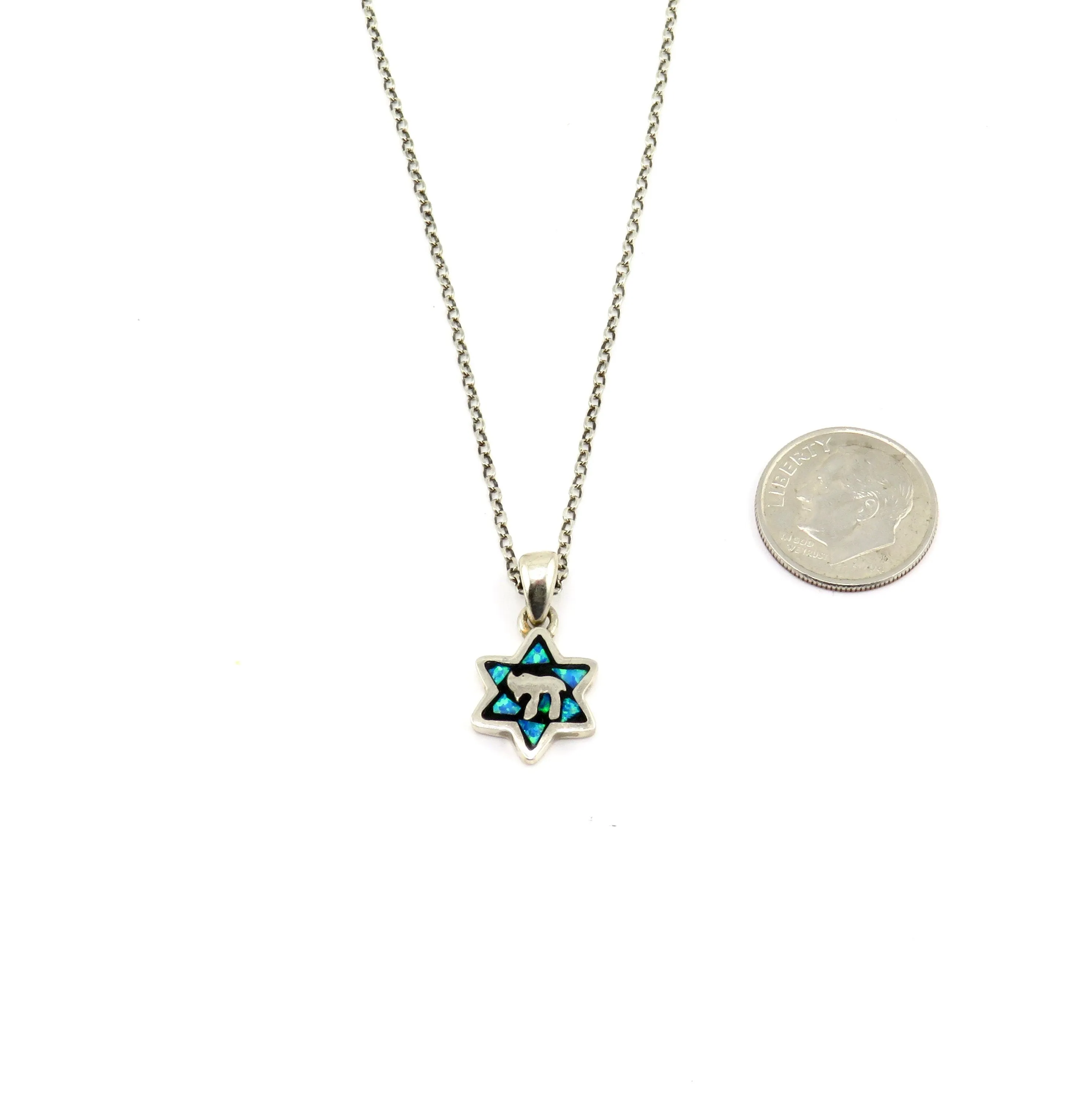 Chai Opal Mosaic Star of David Necklace
