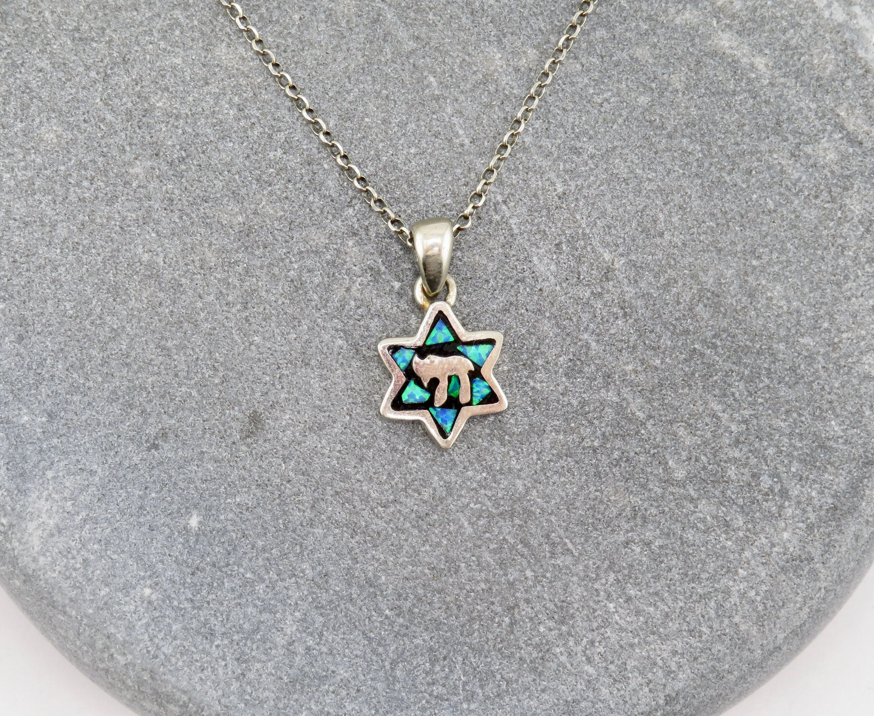 Chai Opal Mosaic Star of David Necklace