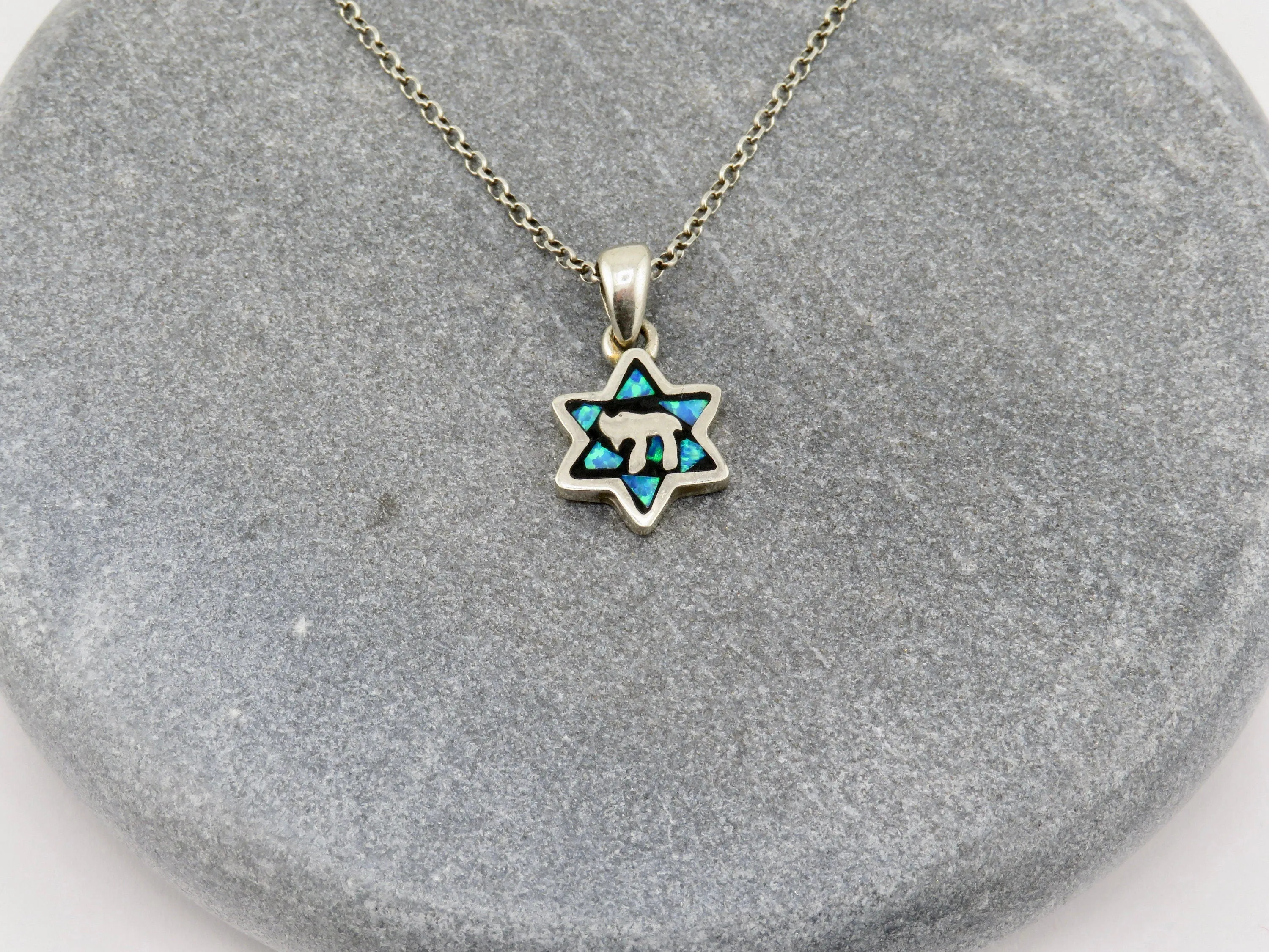Chai Opal Mosaic Star of David Necklace