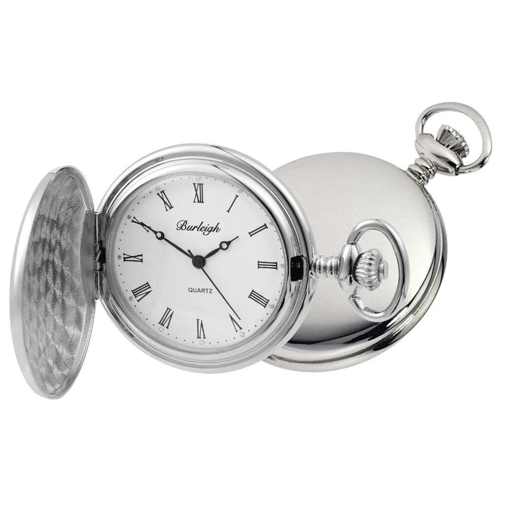 Chrome Full Hunter Pocket Watch by Burleigh complete with Stand CHR1923