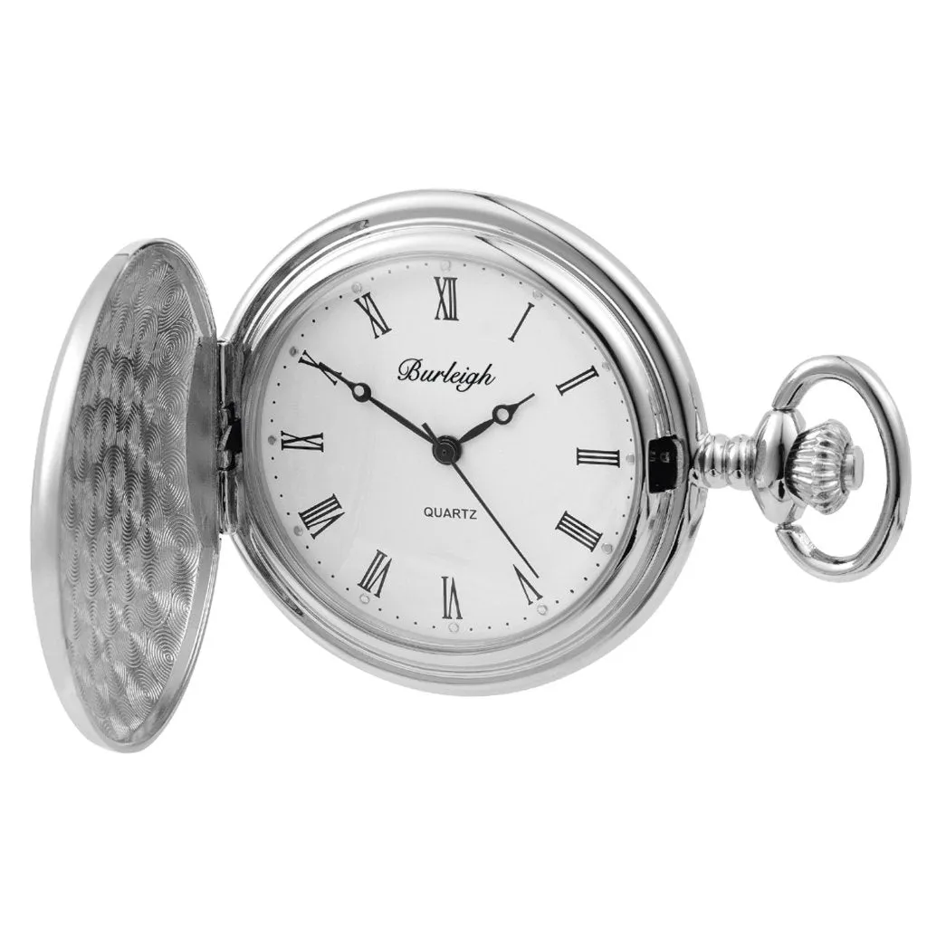 Chrome Full Hunter Pocket Watch by Burleigh complete with Stand CHR1923