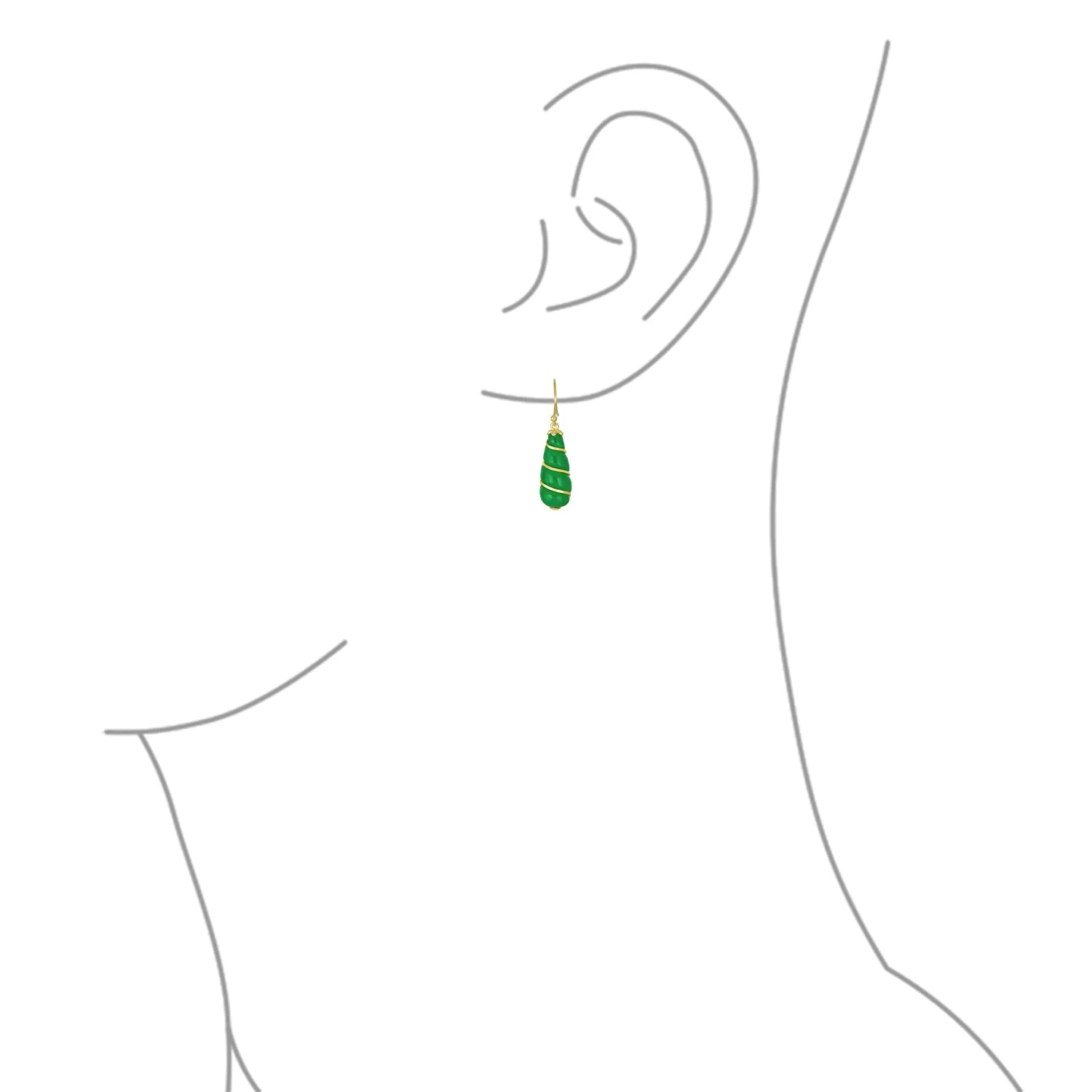 Classic Green Jade Teardrop Dangle Gemstone Earrings 14K Gold & Silver Hook
