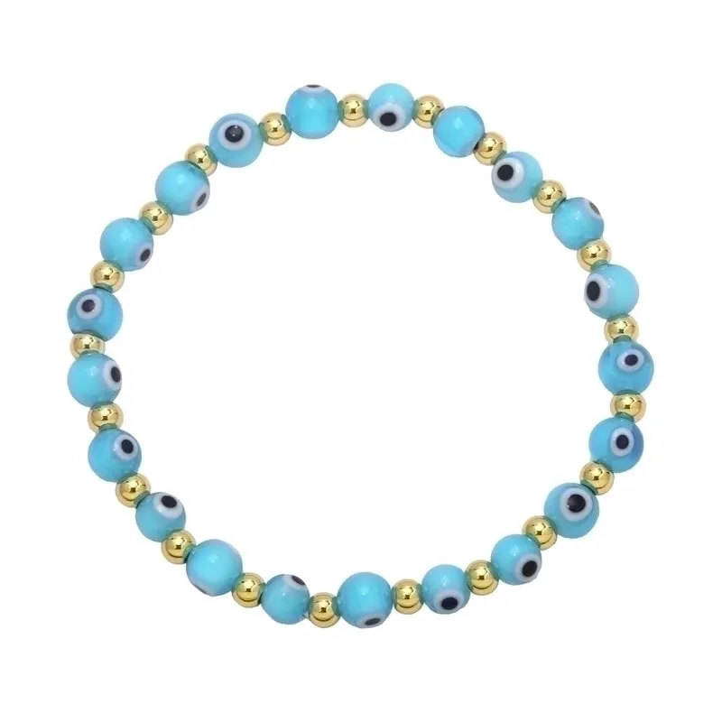Copper 18k Gold-plated Devil's Eye Handmade Beaded Bracelet