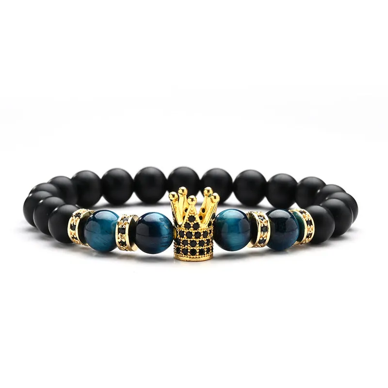 Copper Micro Inlaid Crown Bracelet - Natural 8MM
