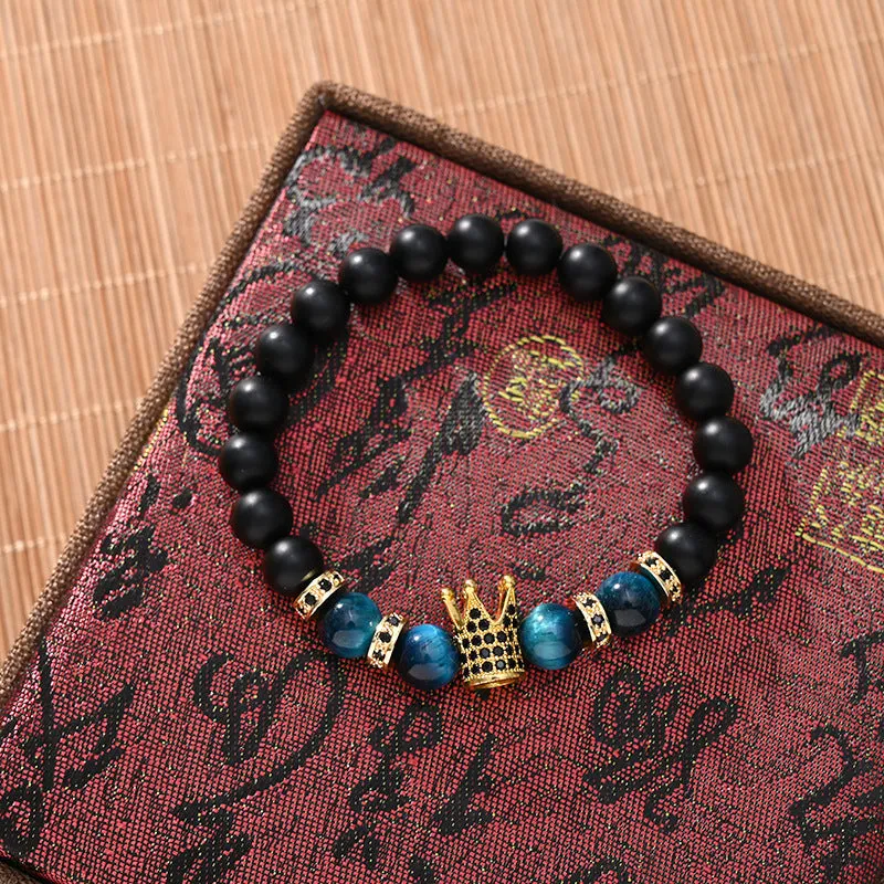 Copper Micro Inlaid Crown Bracelet - Natural 8MM