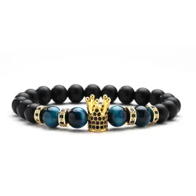 Copper Micro Inlaid Crown Bracelet - Natural 8MM