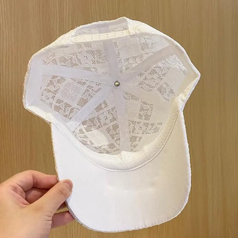 Cotton Baseball Cap For Women Breathable Mesh Girls Snapback Hip Hop Fashion Female Caps Adjustable Brand Summer Lace Hat