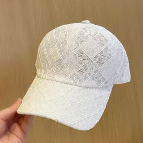 Cotton Baseball Cap For Women Breathable Mesh Girls Snapback Hip Hop Fashion Female Caps Adjustable Brand Summer Lace Hat