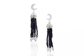 Crescent Starry Night Tassel Earrings