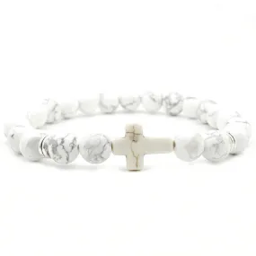 Cross Bead Bracelet <br> White Turquoise