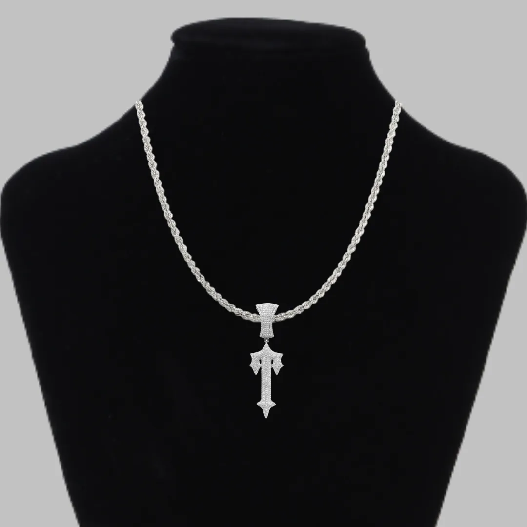 Cross Sword Edition Iced Out Diamond Pendant Necklace