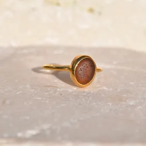 Deep Amber Sea Glass Ring | Size N