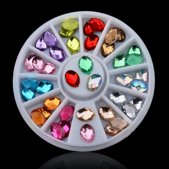 DIY Nail Art Wheel Tips Crystal Glitter Rhinestone 3D Nail Art Decoration Acrylic Diamond Drill