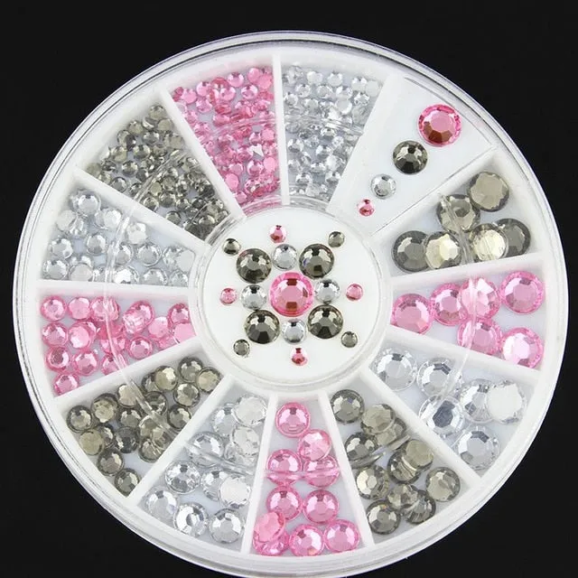 DIY Nail Art Wheel Tips Crystal Glitter Rhinestone 3D Nail Art Decoration Acrylic Diamond Drill