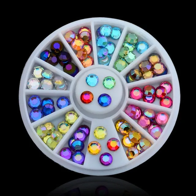 DIY Nail Art Wheel Tips Crystal Glitter Rhinestone 3D Nail Art Decoration Acrylic Diamond Drill