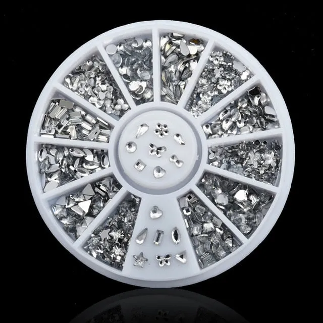DIY Nail Art Wheel Tips Crystal Glitter Rhinestone 3D Nail Art Decoration Acrylic Diamond Drill