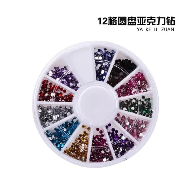 DIY Nail Art Wheel Tips Crystal Glitter Rhinestone 3D Nail Art Decoration Acrylic Diamond Drill