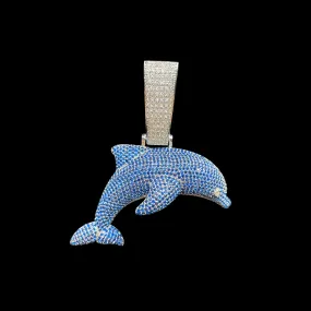 Dolphin Two Tone Iced Out Diamond Pendant Necklace