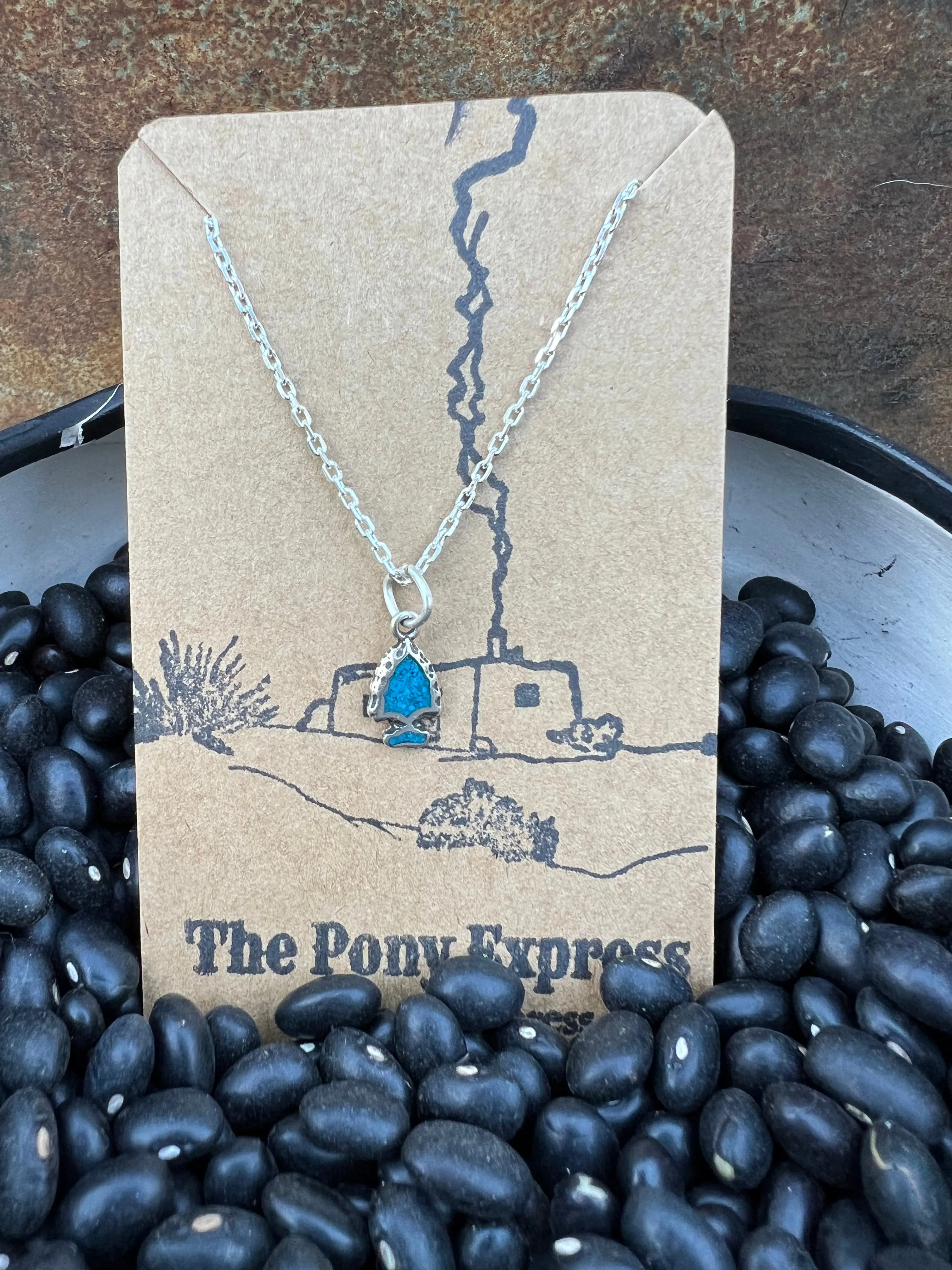 DOOR BUSTER Turquoise Inlay Charm Necklace
