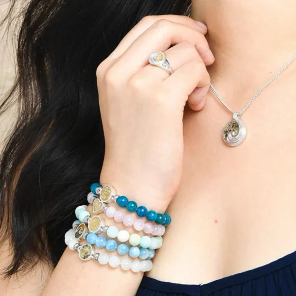 Dune Jewelry - Cresting Wave Beaded Bracelet - Aquamarine 7 Inches