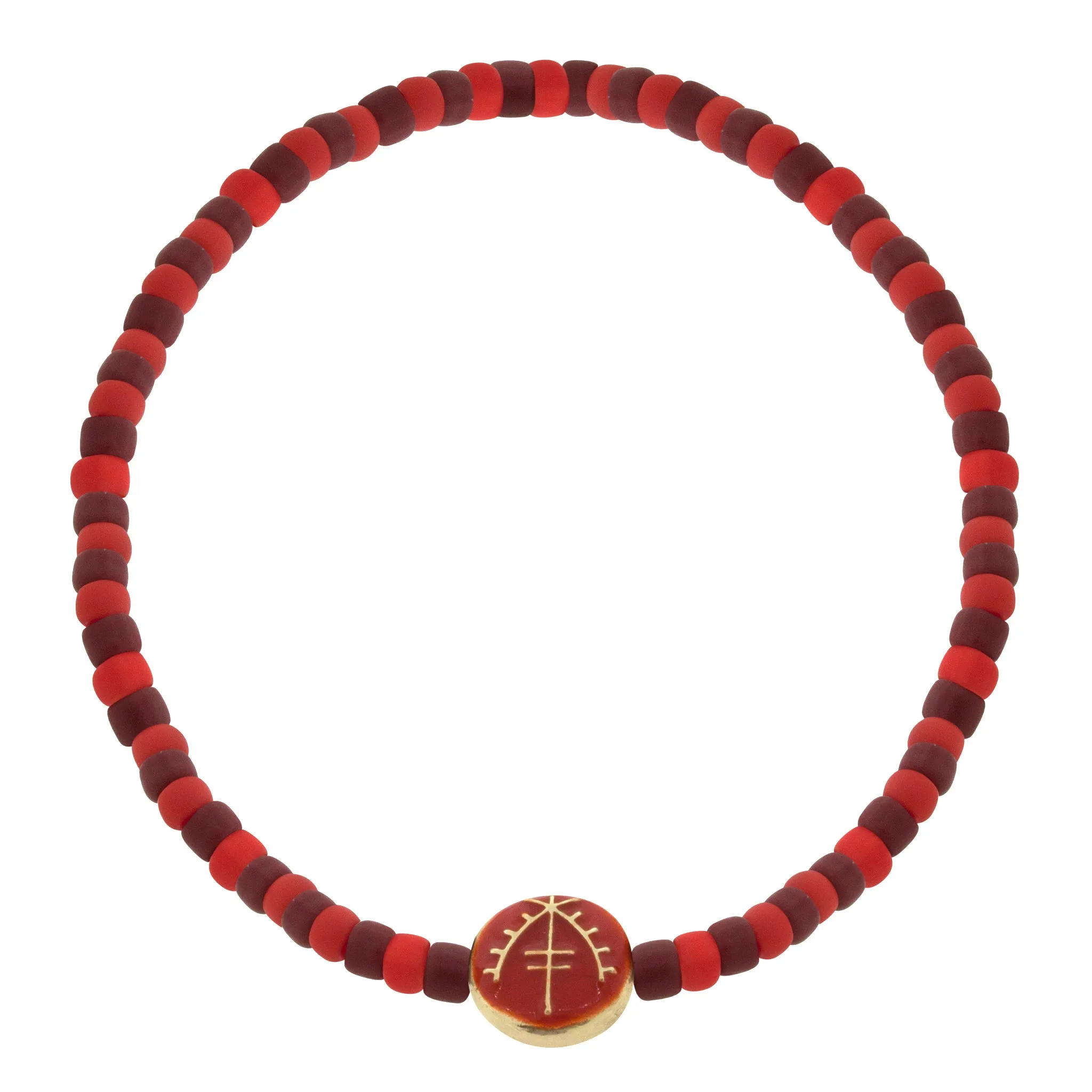 Enameled Moor Small Disk on Glass Beaded Bracelet