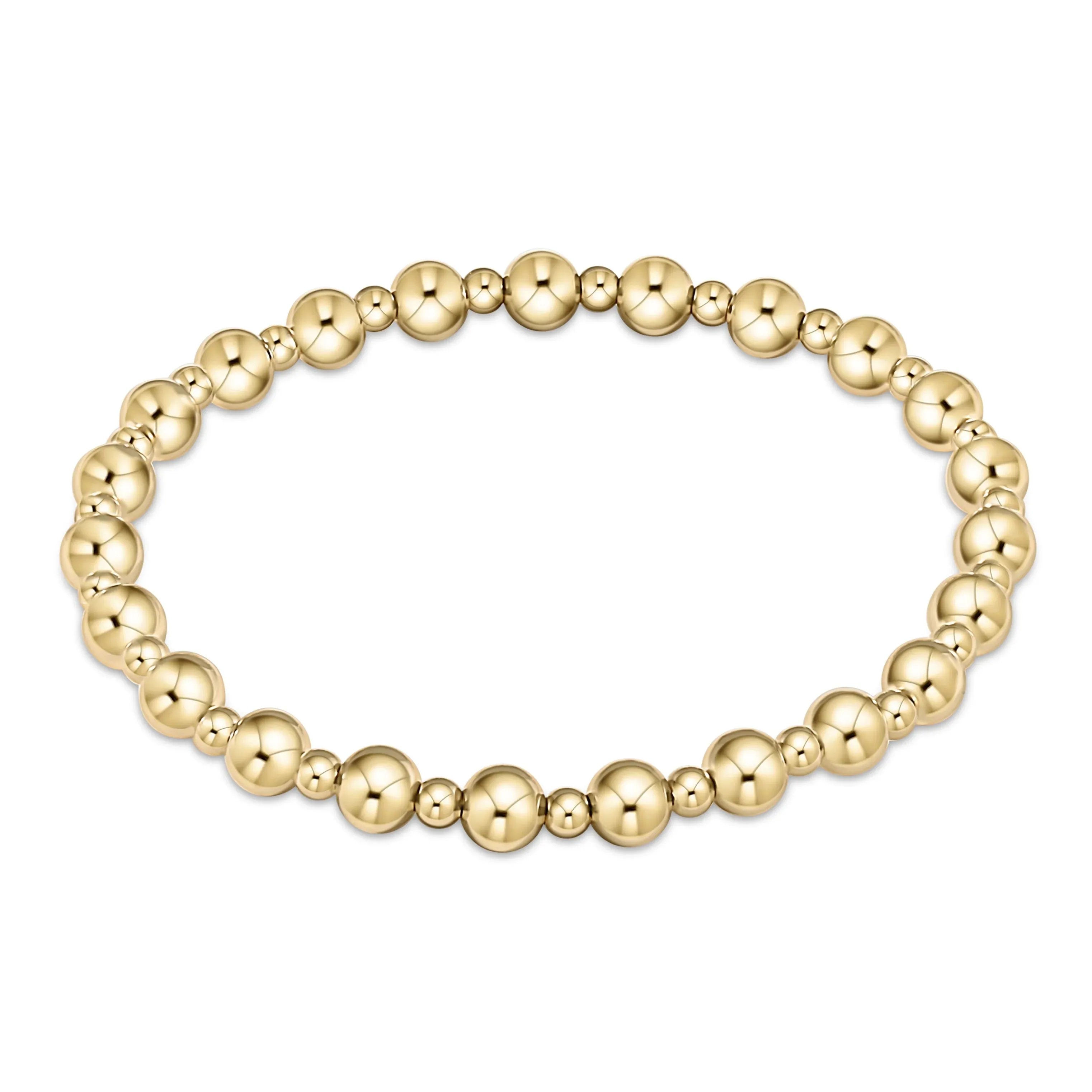 eNewton Design Classic Grateful Pattern 5mm Bead Bracelet - Gold
