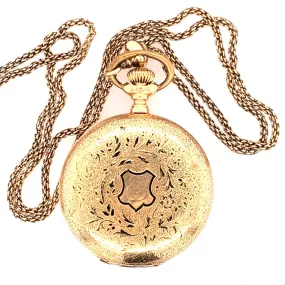 Estate Yellow Gold  Agassiz Pocket Watch w/ Chain