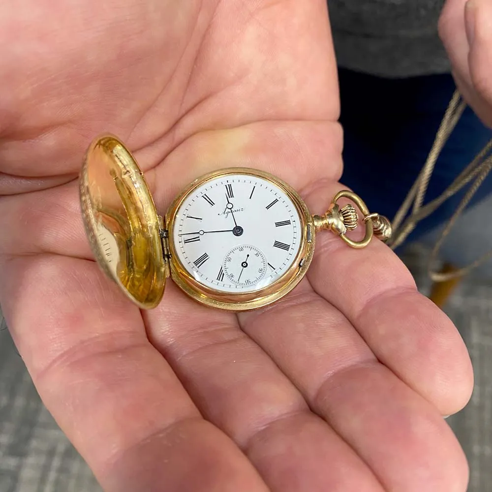 Estate Yellow Gold  Agassiz Pocket Watch w/ Chain