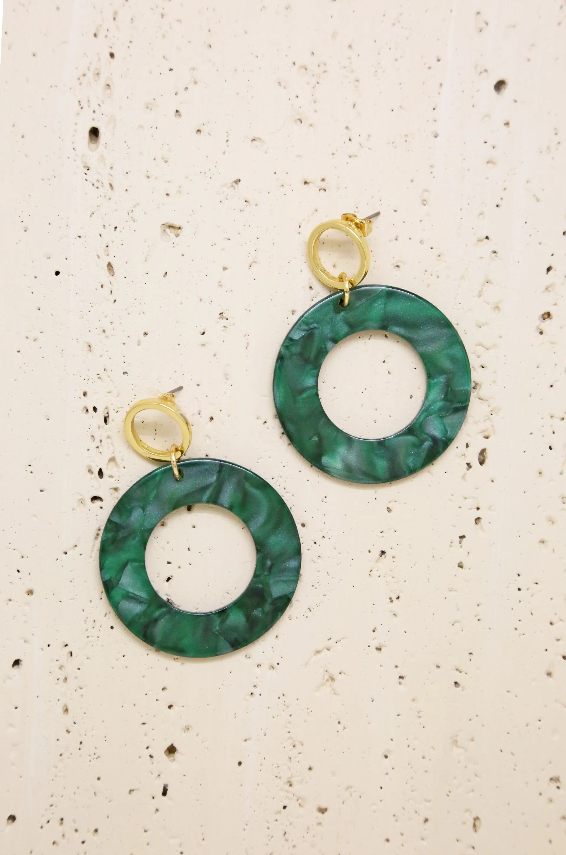 Ettika Green Resin Hoops in Gold