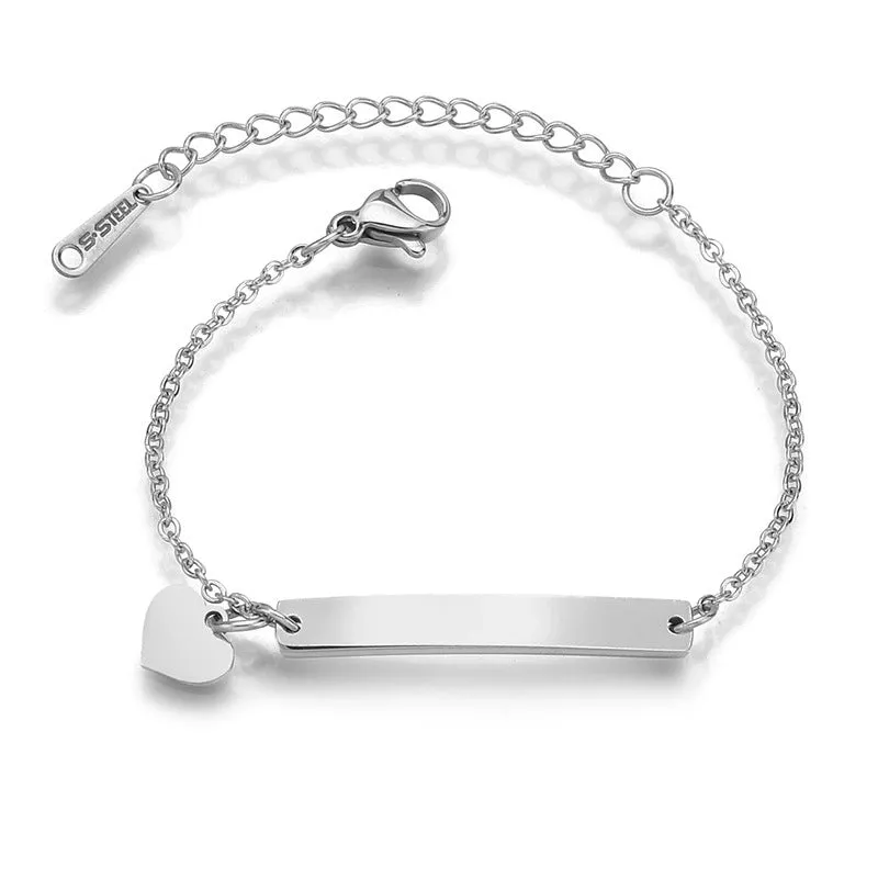 European And American Creative Children's Curved Brand Bracelet Engraving Stainless Steel Bracelet
