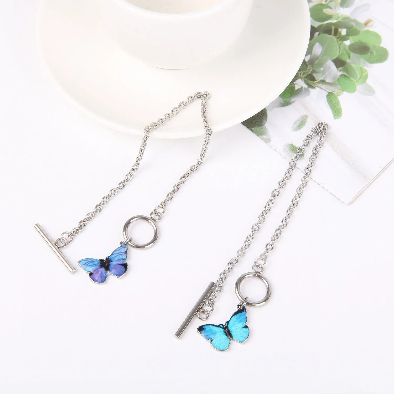European And American Popular Blue Butterfly Ot Buckle Bracelet