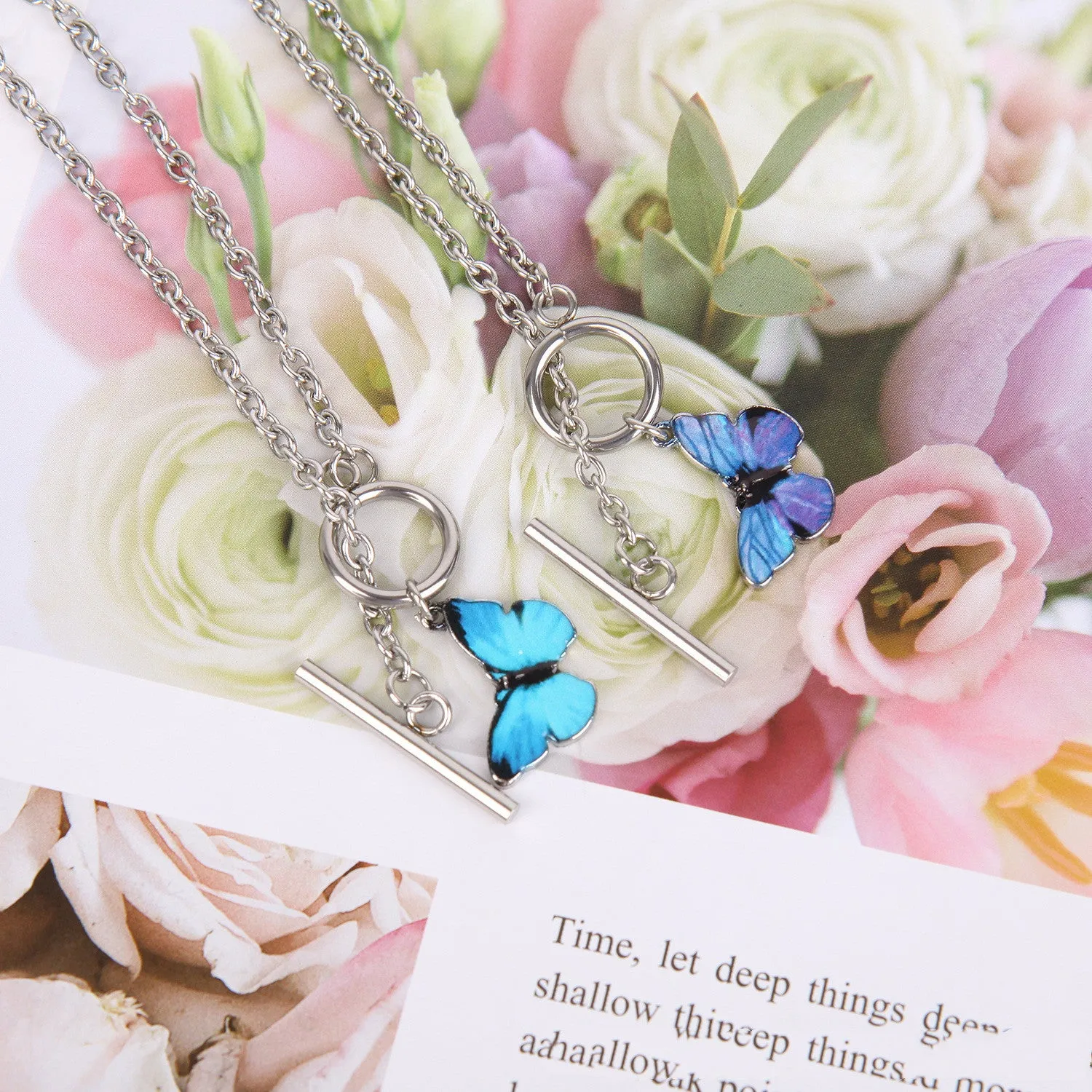 European And American Popular Blue Butterfly Ot Buckle Bracelet