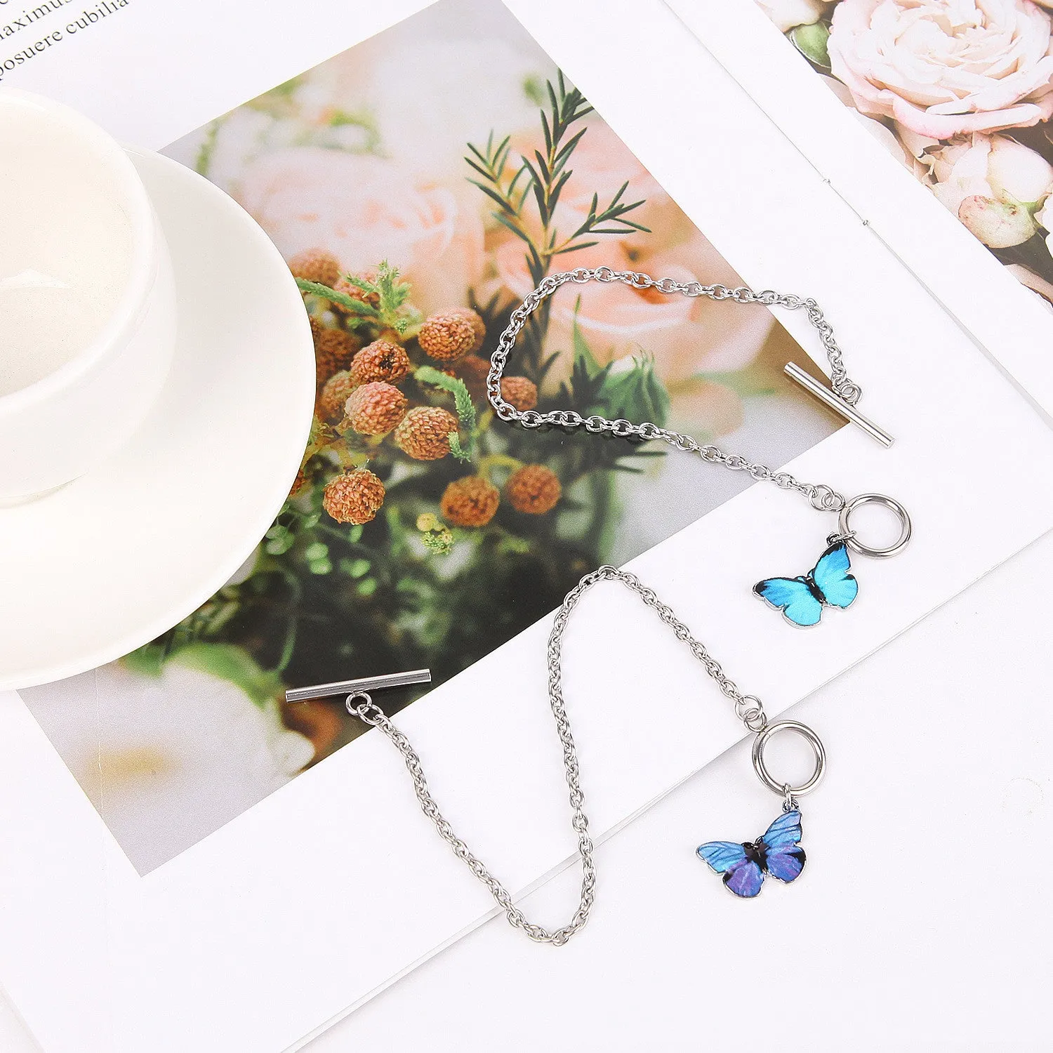 European And American Popular Blue Butterfly Ot Buckle Bracelet