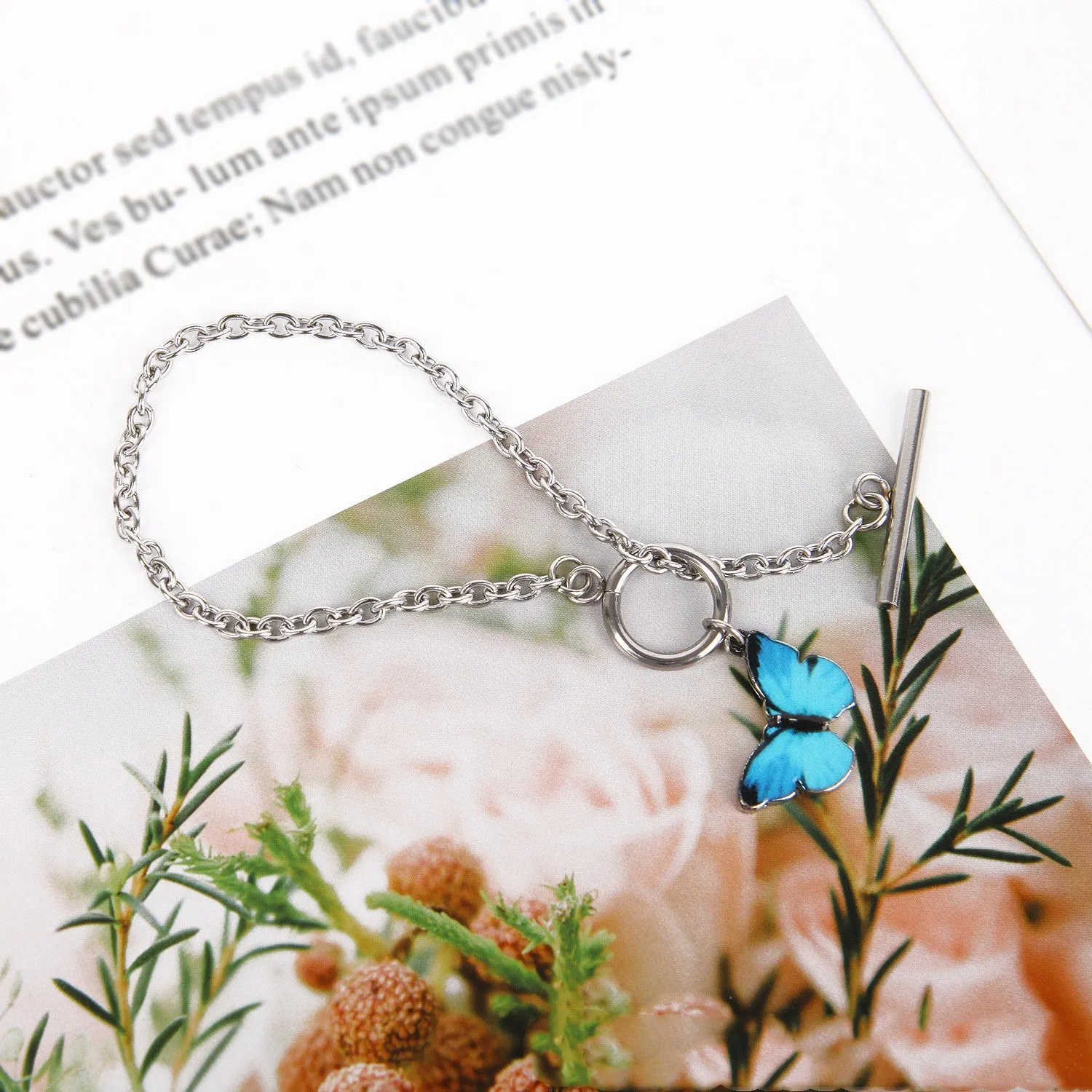 European And American Popular Blue Butterfly Ot Buckle Bracelet