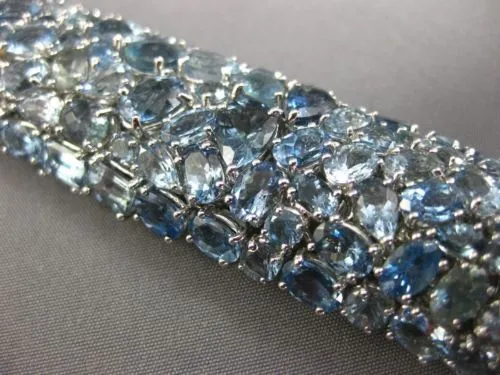 EXTRA LARGE 70.37CT AAA AQUAMARINE 18KT WHITE GOLD MULTI SHAPE CLUSTER BRACELET