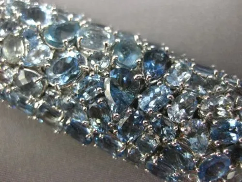 EXTRA LARGE 70.37CT AAA AQUAMARINE 18KT WHITE GOLD MULTI SHAPE CLUSTER BRACELET