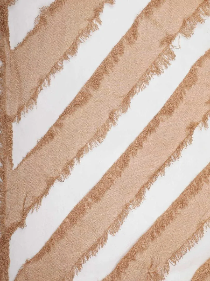 FabSeasons Khaki Fancy Striped Viscose Scarf for Ladies
