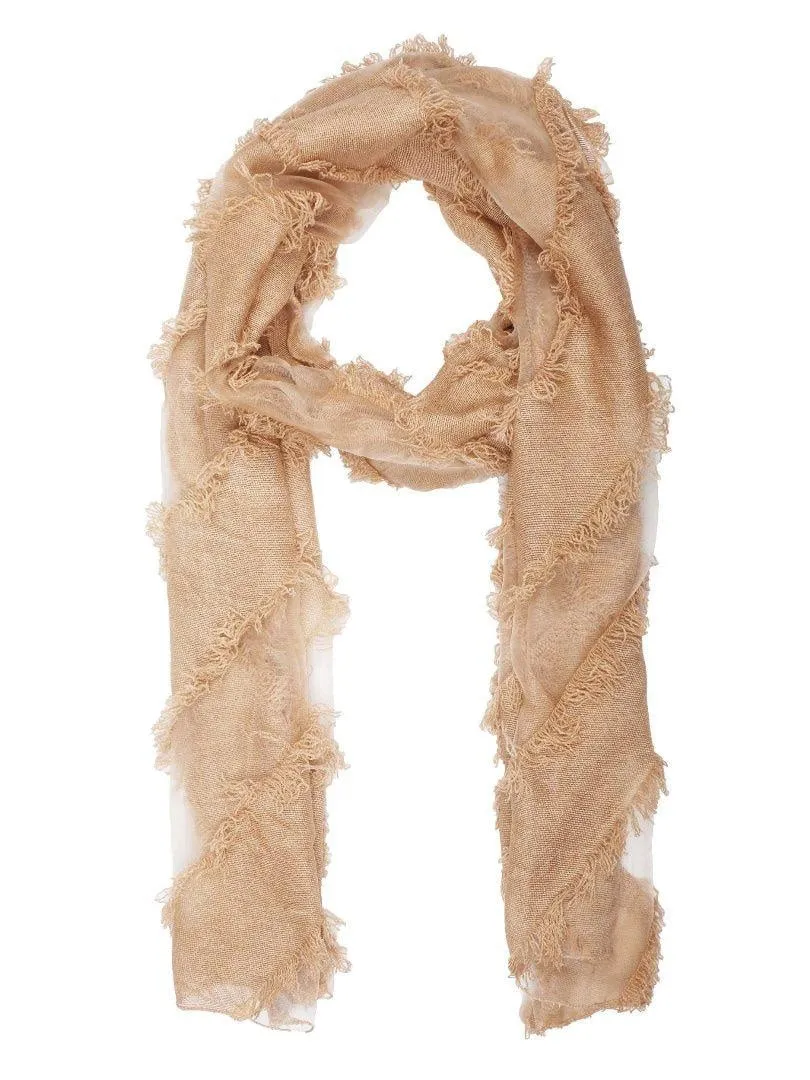FabSeasons Khaki Fancy Striped Viscose Scarf for Ladies
